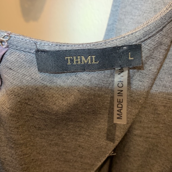 Anthro THML Upland Girl Sleeveless Gray Peplum Knee-length Sheath/Bodycon dress - Picture 5 of 6